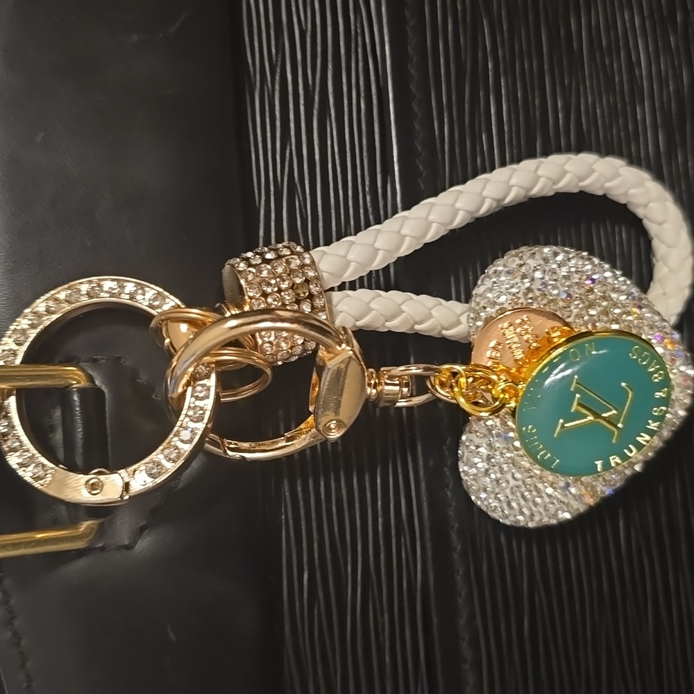 Bag Charm/Keychain w/ authentic Louis Vuitton Trunks & Bags charm - Teal